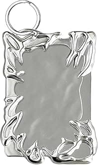 Electroplate Plastics Frame Photocard Holder With Keychain Silver Plating Irregular Photo Card Holder ID Badge Holder Photocard for Student Card Case Stationery