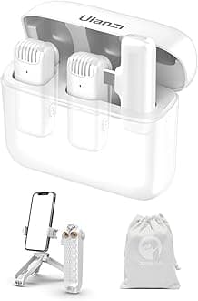 ULANZ I J12 Wireless Microphone Type-C for iPhone 15, Android, iPad, Tablet Laptop Mobile Phone | 20m 7h Battery Plug & Play | for Real Estate Interview YouTube | 1Yr Warranty + Tripod + Pouch (White)