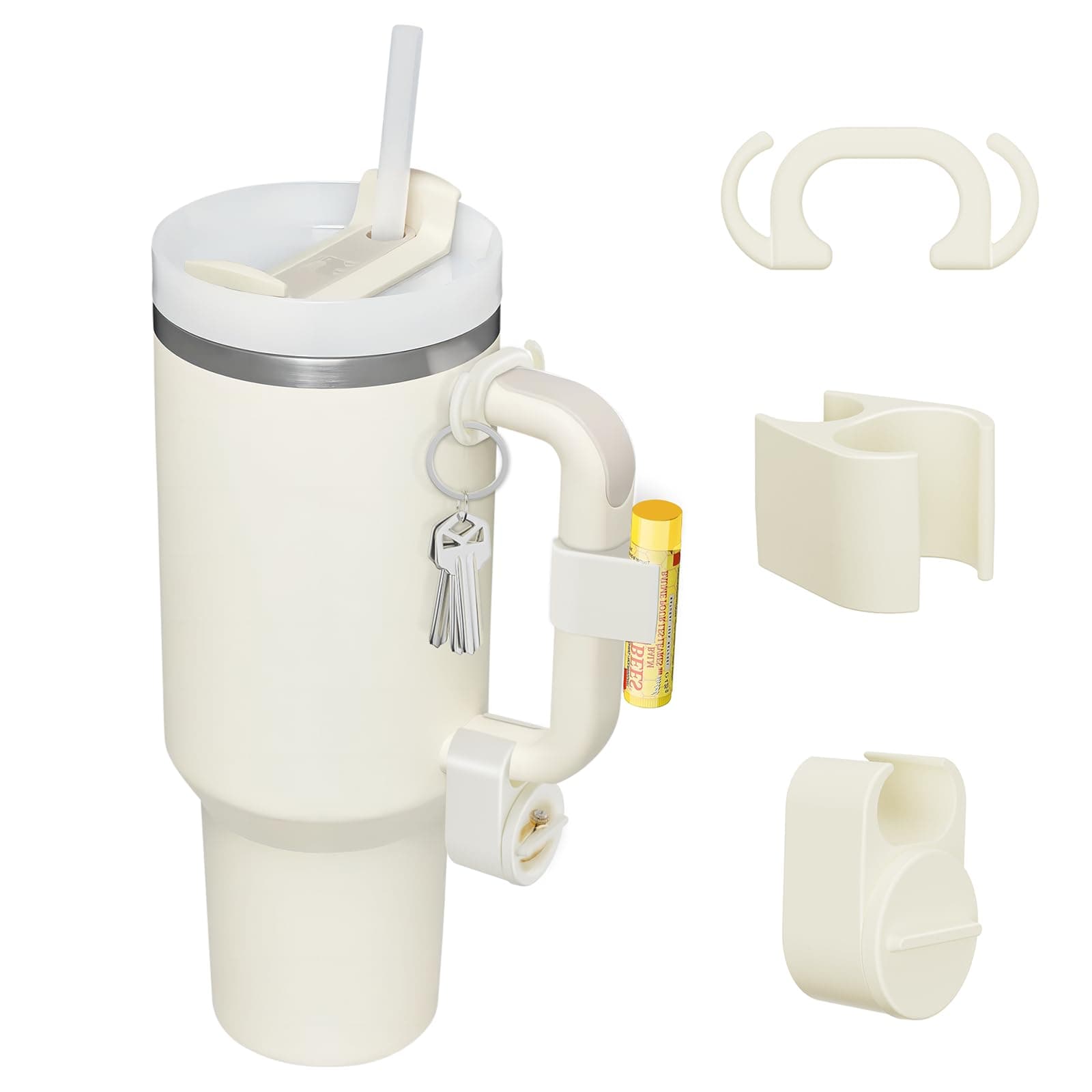 Stanley Cup Compatible Accessory Set: 3 Pcs Ring, Chapstick & Key Holders for 40oz & 30oz Tumbler