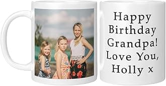 Personalised Upload Your Own Photos Custom Text Coffee Cup Tea Mug 11oz Spacious Mug | Large Handle Easy Grip | Custom Photo Gift | Heat Changing Option (1 Side Image 1 Side Text)