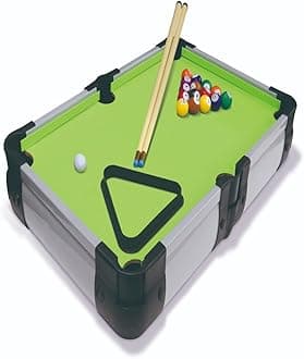 Playwell Innov8 Mini Pool Table Set, Rectangular, Pockets, Durable Material, Triangle Ball Rack, Indoor Gaming