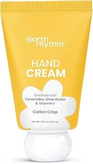 Earth Rhythm Hand Cream - Cotton Crisp for Dry & Rough Hands, Intense Moisturization Non Greasy, Fast Absorbing, Moisturizes, Enriched with Ceramides, Shea Butter, Cacao Seed Butter for Men & Women - 30ml