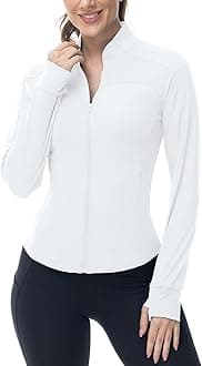Gopune Women's Workout Athletic Jacket Lightweight Zip Up Yoga Slim Fit Tops with Pockets