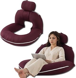 INSEN Reading Pillow, Back Pillow for Sitting in Bed for Reading, Nurse & Relax, Reading Pillow for Adults, Moms & Kids, Sit Up Pillow for Bed (Upgrade-Cooling Wine, Upgrade)