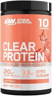 Clear Protein 100% Plant Protein Isolate, Vegan and Sugar-Free High Protein Powder with BCAAs, made from Pea Protein Isolate, Muscle Support & Repair, Juicy Peach, 10 servings, 280 g