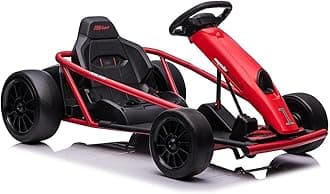 24V Go Kart for Kids 8-12 Years, 300W*2 Extra Powerful Motors, 9Ah Large Battery 8.1MPH High Speed Drifting with Music, Horn,Max Load 155lbs Outdoor Ride On Toy for Teens (Red)