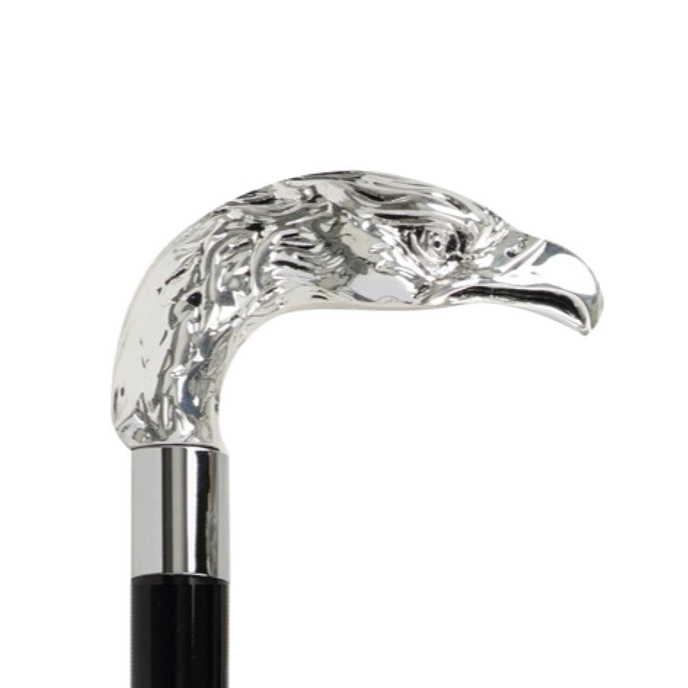 Walking Sticks - Eagle - Elegant Walking Stick with Eagle Handle Made of Silver - Walking Cane for Wedding or Ceremony - H. 90 cm - Entirely Made in Italy