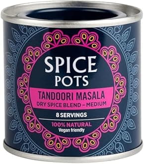Tandoori Masala Curry Powder by Spice Pots - 100% Natural Ingredients - Gluten Free & Vegan Indian Curry Powder - Dry Spice Mix For Fish, Chicken & Vegetarian Dishes (Medium Heat) - 80g Pot 16 Meals