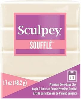 Soufflé Polymer Oven-Bake Clay, Ivory, Non Toxic, 1.7 oz. bar, Great for Jewelry Making, Holiday, DIY, Mixed Media and More! Premium Light-Weight Oven Bake Clay., OSFA, SU 6647