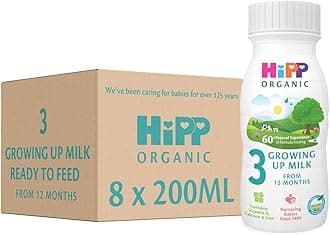 Organic 3 Growing up Baby Milk Ready to feed liquid formula, From 12th months 200ml (Pack of 8)