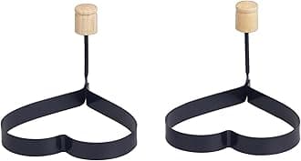 HIC Kitchen Non-Stick Fried and Poached Egg and Pancake Cooking Rings, Heart Shaped, Nonstick, PFOA and BPA Free, 4.625-Inches x 4.25-Inches, Set of 2