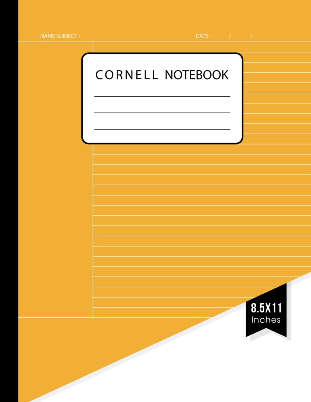Cornell Notes Notebook: Cornell Note-Taking System, Yellow Cover Simple Design, Large Size, (8.5 ″x 11 ″), 110 Pages, Organizing Notes (Note-Taking System) | Cornell Notes