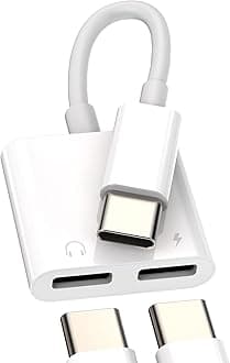 Dual USB-C Headphone Splitter 2in1 DAC Type C Jack Aux Charging Dongle Charger Audio Adapter Cable compatible for Samsung for Apple for iPhone15 Pro Max Plus for iPad Air Thunderbolt Cord Accessories