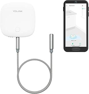 YoLink Water Leak Sensor 2 - 1/4 Mile World's Longest Range Smart Home Detector With Built-in Siren Up to 105dB, Compatible with Alexa and IFTTT - YoLink Hub Required, YS7904-UC