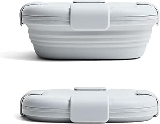 Stojo Collapsible Sandwich Box – Cashmere Gray, 24oz - Reusable Food Storage Container - To-Go Travel Silicone Bowl for Hot and Cold Food - for Meal Prep, Lunch, Camping and Hiking - Dishwasher Safe