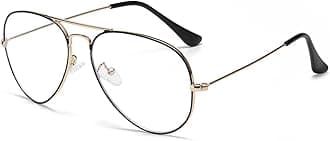 HJSTES Clear Lens Aviator Glasses Blue Light for Women Men Classic Pilot Frame Non-prescription Eyeglasses