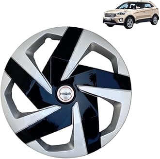 Prigan Wheel Cover for Creta Silver Black Wheel Cover 16" for Hyundai Creta (Set of 4 Pcs) (Press Fitting) Model Name- Magnite DC 16