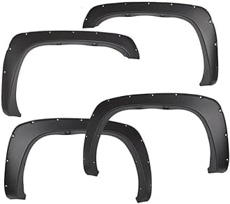 PIT66 Pocket Rivet Upgrade Fender Flares, Compatible with 1999-2006 Chevy Silverado/1999-2006 GMC Sierra, Wheel Tire Fenders Textured
