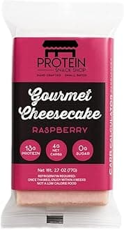 Protein Snack Shop Gourmet Keto Cheesecake Dessert Bars - 4g Net Carbs - Real Cream Cheese - Gluten Free - Diabetic & Celiac Friendly (10 bars) (Raspberry)