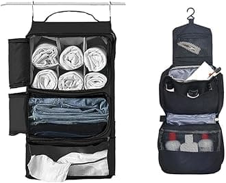 ARTOSHanging Portable Luggage Suitcase Carry On Closet Shelving Organizer w/Hooks| for Travel, Camper, RV |Packing Cube| With Hanging Toiletry Bag