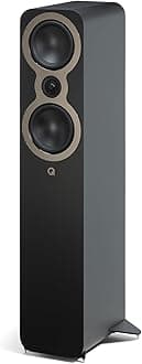 Q ACOUSTICS 3050c Floorstanding Speakers - Pair - 2x 5.5 Continuous Curved Cone Bass Driver, Point-to-Point Braced, HPE (Pressure Equalised) Cabinet, Stereo Speakers for Home Theatre (Satin Black)