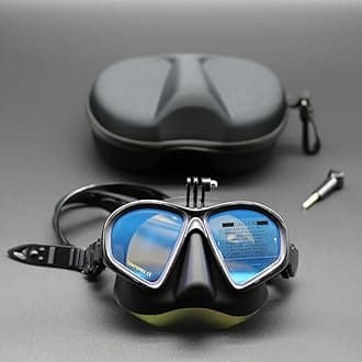 Professional Wet Low Volume Freediving Mask - Anti-Leak, Tempered Glass, Free Dive Mask - Diving, Freediving, Spearfishing - with Camera Mount and J-Type Snorkel