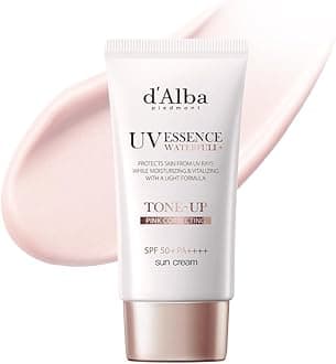 d'alba Piedmont Italian White Truffle Waterfull Tone-up Sunscreen, pure and Vegan hybrid pink tinted moisturizer, glow and brightening sunscreen, gentle and safe use sunscreen