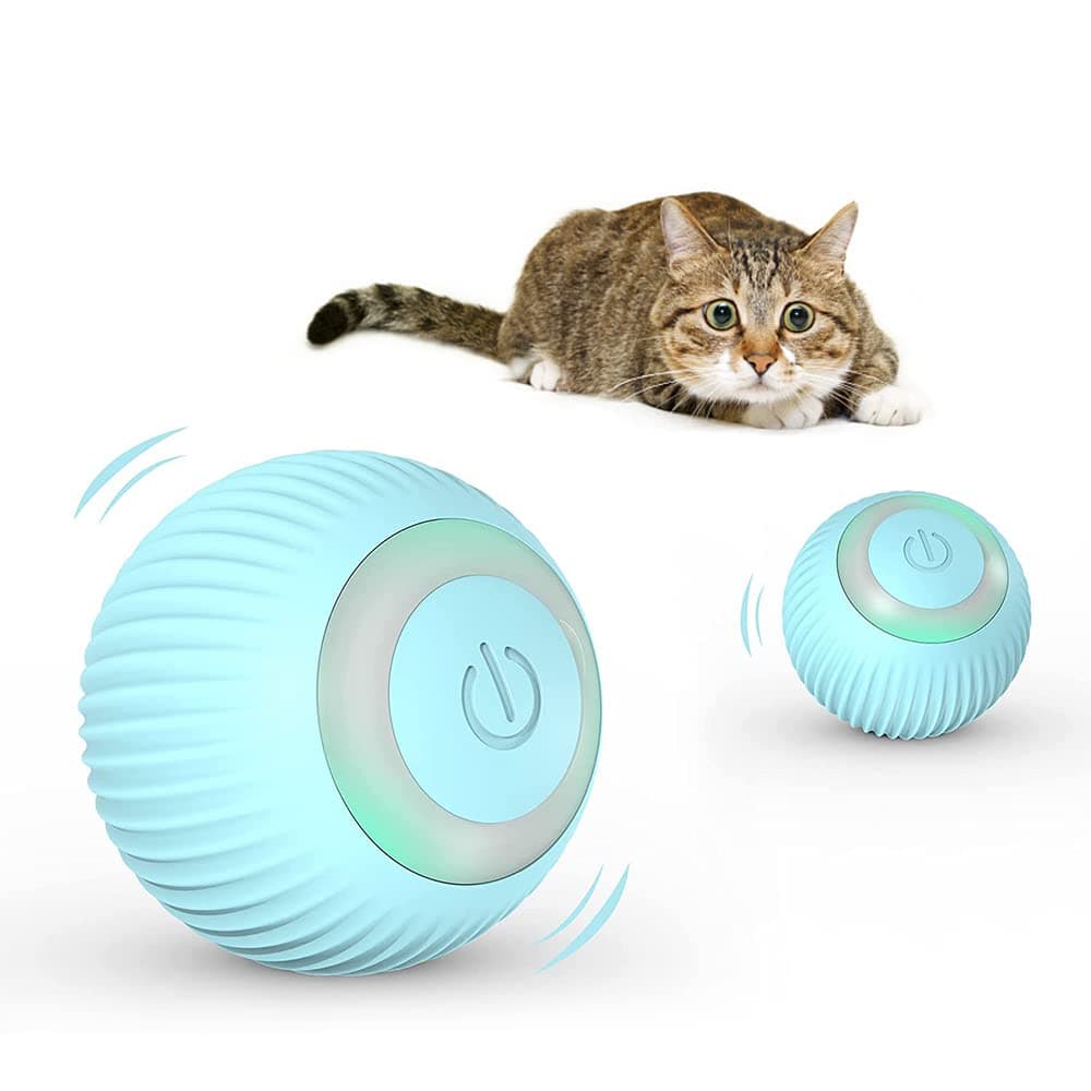 MasrooSmart Interactive Cat Toy, Gravity Smart Roller Cat Ball with Automatic Obstacle Avoidance, Type-C Rechargeable 360°Rotating Kitten Toys with LED Light Stimulate Hunting Instinct Chasing Ball