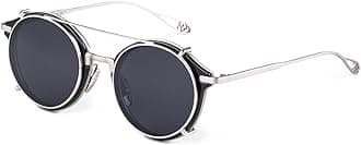 Double Lens Clip On Sunglasses Non-flip Lens Round Steampunk Style Glasses for Men Women
