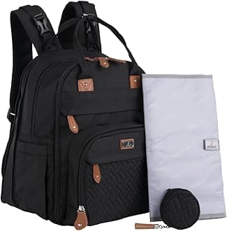 BabbleRoo Diaper Bag Backpack, Baby Nappy Changing Bags Multifunction Waterproof Travel Back Pack