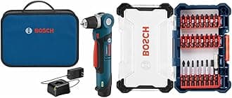 BOSCH PS11-102 12-Volt Lithium-Ion Max 3/8-Inch Right Angle Drill/Driver Kit with BOSCH 24 Piece Impact Tough Screwdriving Custom Case System Set SDMS24, 24pc