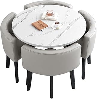 Office Reception Room Club Table and Chair Set, Reception Table and Chair Combination, Negotiation Table Sales Office Shops Meetings Small Round Tables (Gray,Polyurethane)