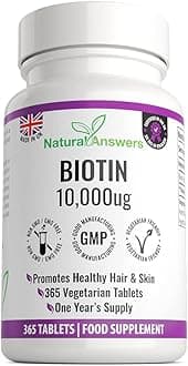 Biotin Hair Growth Supplement 10,000Ug 365 Tablets (Full Year Supply) For (Vitamin B7) Uk Manufactured Supports Normal Maintenance Of Skin & Nails
