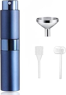 SONGQEE 8ml Travel Perfume Atomiser Refillable, Mini Refillable Perfume Bottle Aftershave Spray Bottle, Upgraded Perfume Atomizer Perfume Pod and Refill Pump for Outdoor Traveling (Blue)