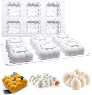 OCPO KitchenCloud Silicone Baking Mold for Mousse Cake, 3D Silicone Mold for Baking Cakes, Dessert Mold for Pastry, Cake Decoration Mold Cheesecake Ice Cream Mould, Cloud Shape (6-Cavity)