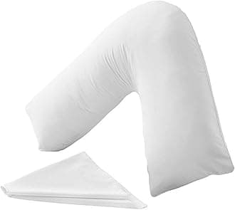 – HOMES-LINEN V Pillow Orthopaedic V Shaped Pillow Extra Cushioning Support For Head Neck & Back Includes Complimentary FREE White V Pillow Case (White, V-Pillow With Cover)