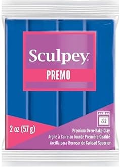 Premo Polymer Oven-Bake Clay, Cobalt Blue, Non Toxic, 2 oz. bar, Great for jewelry making, holiday, DIY, mixed media and home décor projects. Premium clay Great for clayers and artists.