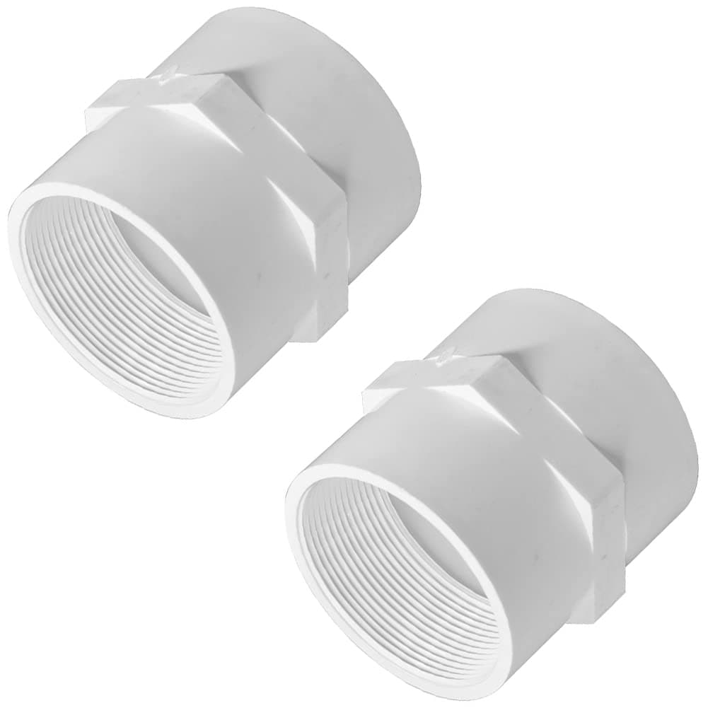 2PCS PVC Pipe Fitting 2" NPT Female Thread PVC Pipe Adapter Connector Union Coupling (Slip to Female Thread)