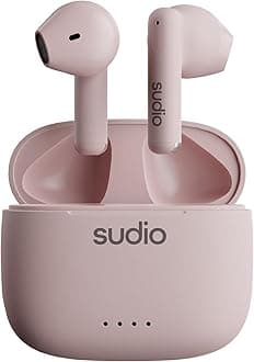 Sudio A1 True Wireless Earbuds Bluetooth 5.3 Headphones Touch Control with Wireless Charging Case Compact IPX4 Waterproof Open-Ear Built-in Mic Headset Premium Crystal Sound