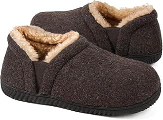 Zizor Men's Comfy Caterpillar Slippers Indoor Outdoor House Shoes, Warm Soft Knit Upper Fuzzy Fleece Lined Memory Foam Sole with Hard Bottom