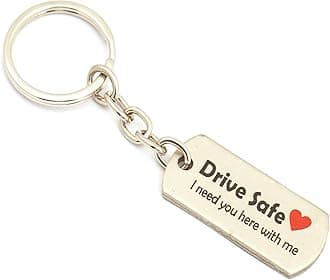MorningVale Metal Keychain Customize Personalized Drive Safe Daddy Keychain We Love You Father Gifts Christmas Valentines Birthday For Dad From Daughter (Drive Safe-2),Silver