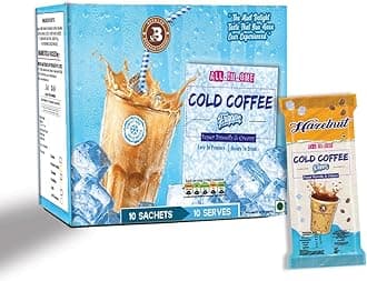 Brew Lab All-In-One Cold Coffee Frappe Powder Sachet | Five Different Assorted Flavor | 10 Sachets Box | 100% Arabica Coffee | Super Smooth And Creamy Coffee (Hazelnut)