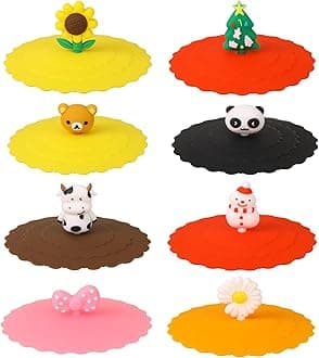 8 Pcs Silicone Cup Lids Mug Cover Colorful Anti-dust Coffee Cup Mug Covers Cute Silicone Mug Lid Cover for Cups Mugs Outdoors and Indoors(Style 1)