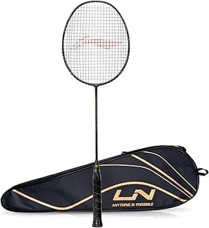 Li-Ning G-Force Superlite Max 10 Carbon Fibre Badminton Racket with Free Full Cover(80 Grams, 28 Lbs) (Emerald/Gold/Silver)