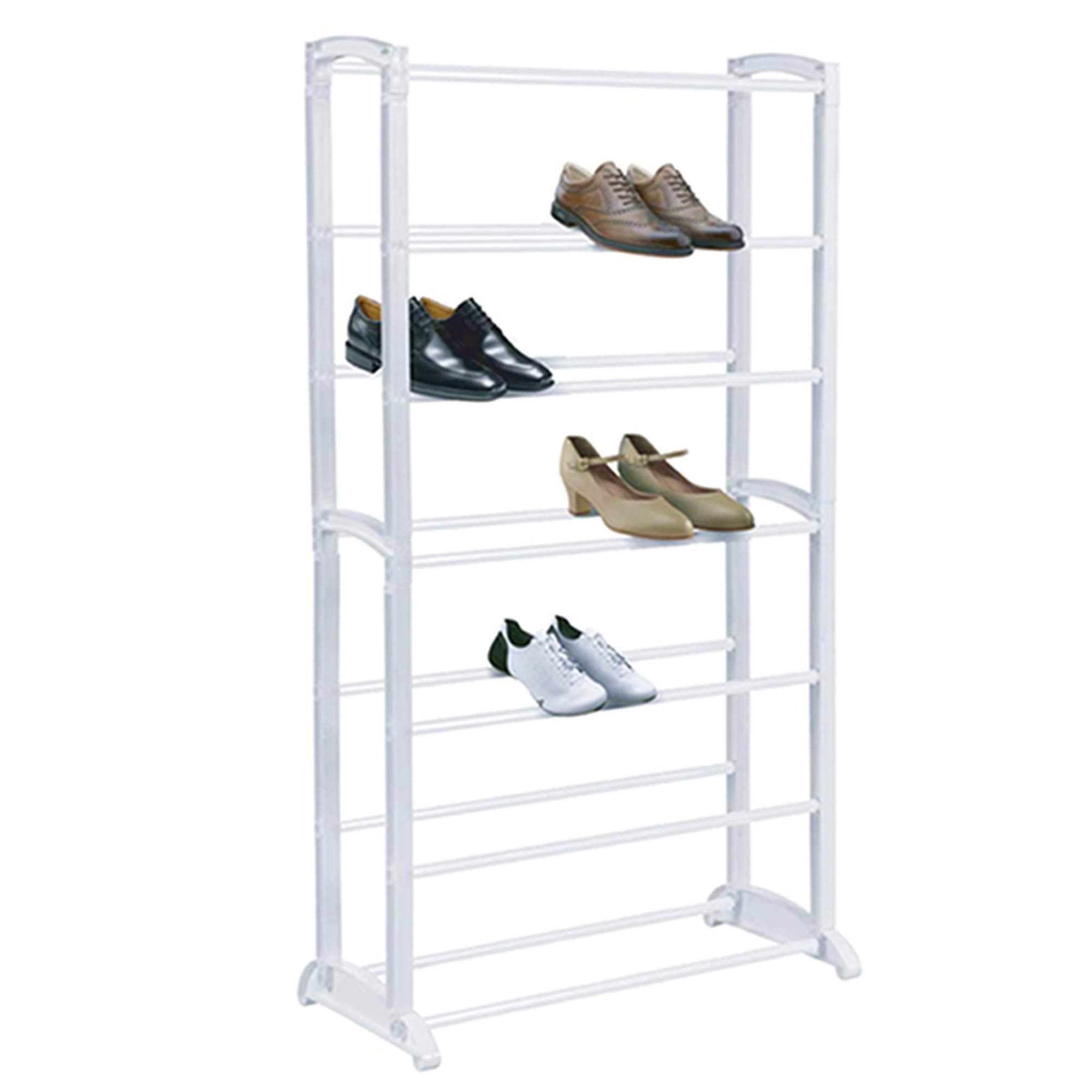Nyxi 7 Tier Shoe Rack Extendable & Stackable, Quick Assembly No Tools Required - White Colour - Holds Upto 21 Pairs - (L) 52cm x (W) 16.5cm x (H) 96cm