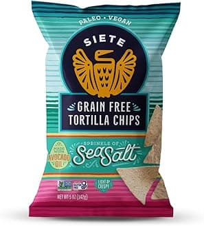 Siete Grain Free Tortilla Chips | Gluten Free Chips | Paleo & Vegan Snacks | Non GMO | Sea Salt, 5 Ounce (Pack of 12)
