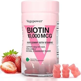 Biotin Gummies for Hair Growth 10000mcg - Vegan Biotin Vitamins Supports Healthy Hair, Skin and Nails, Hair Vitamin Gummy for Women & Men - Non-GMO, Chewable Supplement