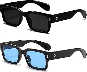 EYLRIM Square Frame Sunglasses for Women Men Trendy Chunky Rectangle Sun Glasses Black Shades UV400 Protection