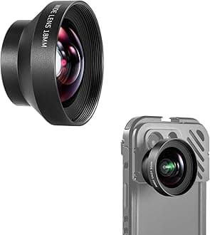 HD 18mm 100° Wide Angle Lens Only for 17mm Thread Backplate, 0.5X Magnification Compatible with SmallRig NEEWER iPhone Samsung Phone Cage with 17mm Lens Adapter, LS-42