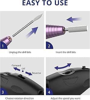 AIRSEE Studio Basic Adapter Portable Electric Nail Drill Machine for Professional, EFile for Acrylic Gel Nails and Manicure Pedicure Polishing Shape, Electric Nail File Kit for Salon Purple